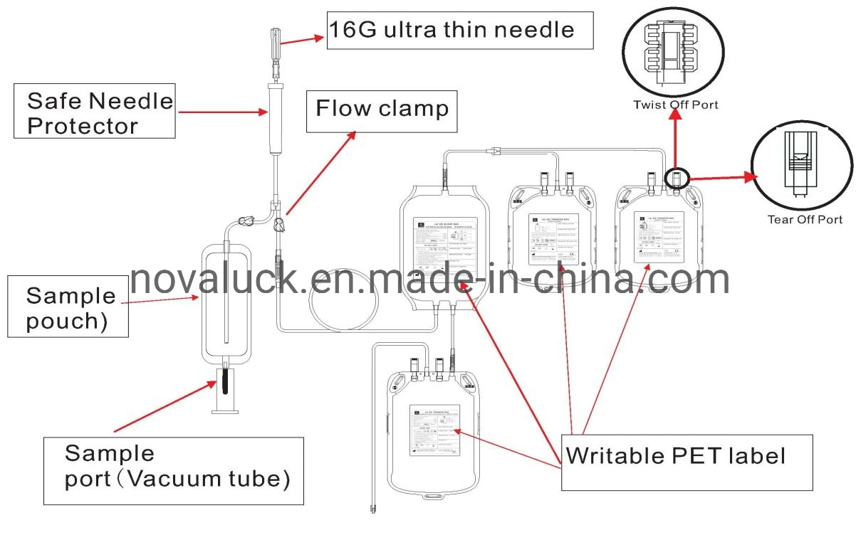 Le CPDA-1 jetable sac de sang, du sang Sac avec transfert de l'anticoagulation