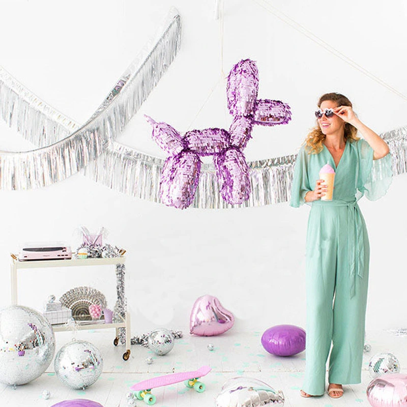 Красочные Fringe большие Garland Foil Tassel Garland Curtain Party Supplies Украшение стен