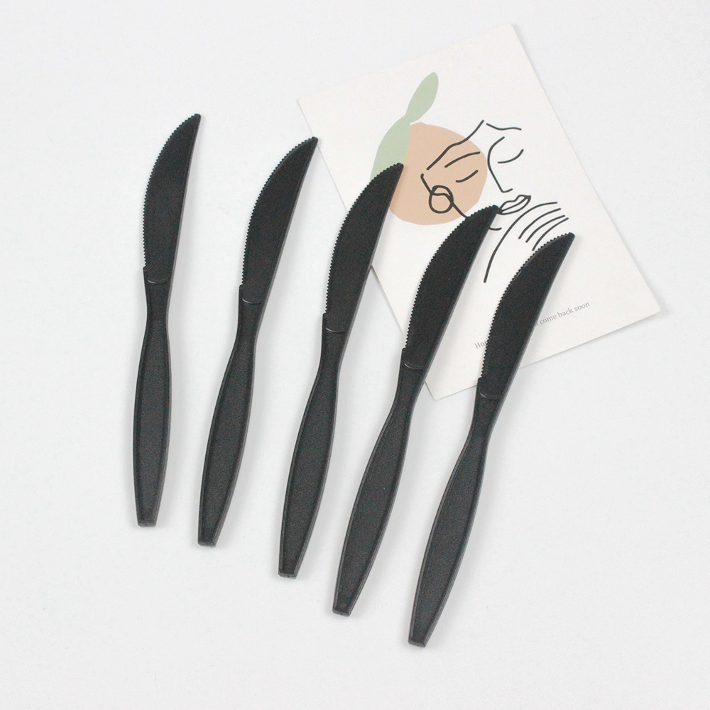 Disposable Plastic Cutlery Black PP Plastic Knife Food Grade Customizable Color Packing for Dessert