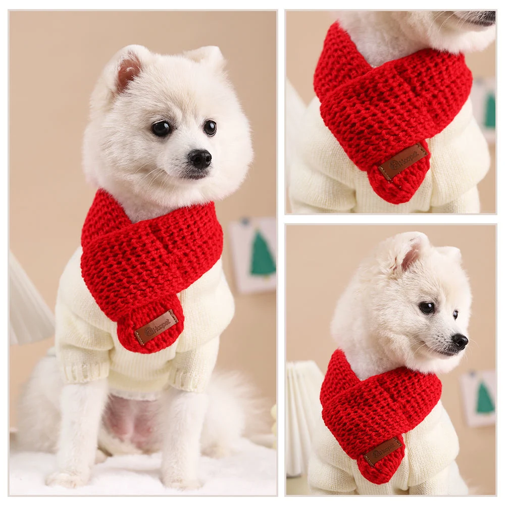 Wholesale/Supplier Fashion Warm Pet Red Knitted Scarf New Year Clothes