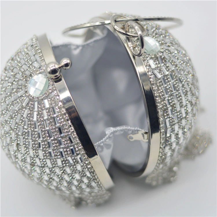 Eb1360 Dazzling Tassel Round Wedding Cocktail Wristlets Handbag Bling Purse Luxury Diamond Evening Bags Women Crystal Ball Bag