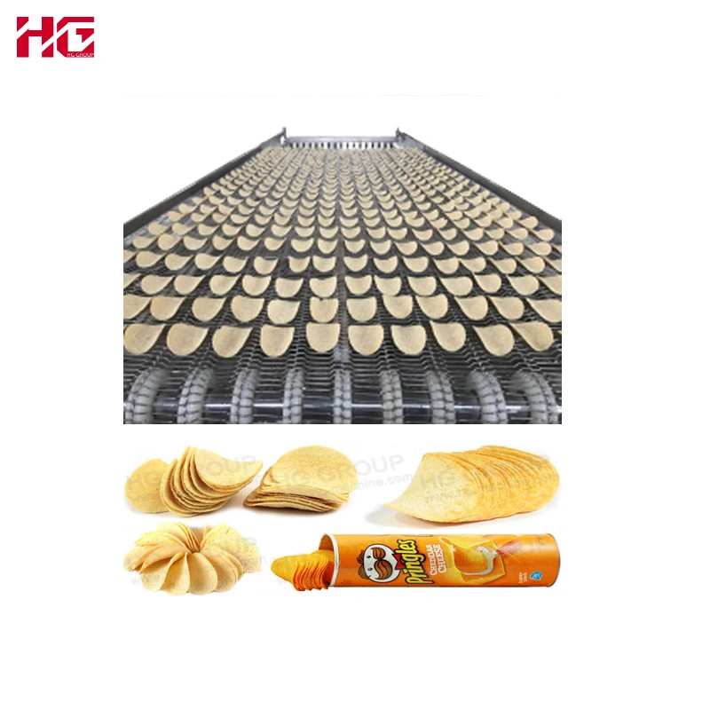 Automatische Pringles Stapelbare Kartoffelchips Kartoffelchips Fritteuse Soda Kekse Reiskracker Wafer Stick Schweizer Roll Kuchen Bäckerei Snack Lebensmittelproduktionslinie