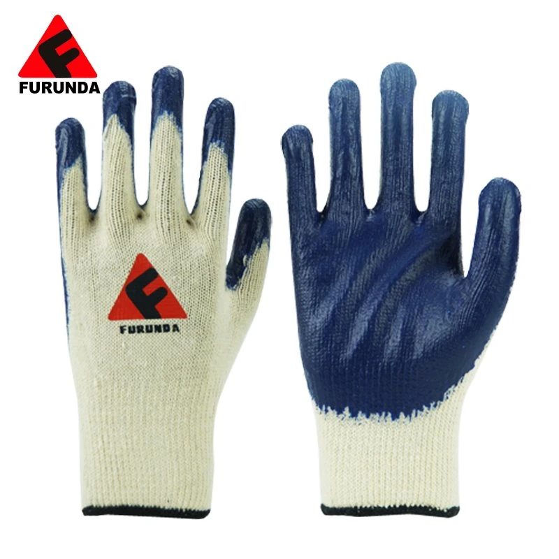 Guantes de seguridad 10g El algodón recubierto de Latex Guantes de trabajo de las arrugas