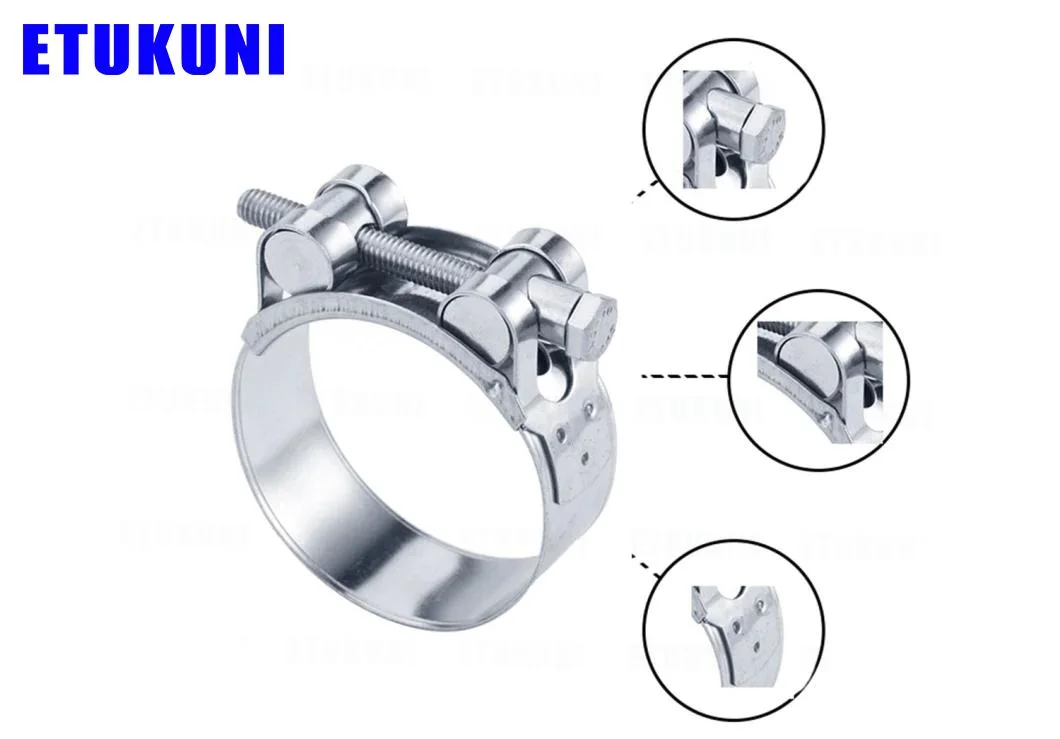 Adjustable Zinc Plated Steel Heavy Duty Hose Clamp for Exhause Pipe with Single Bolt