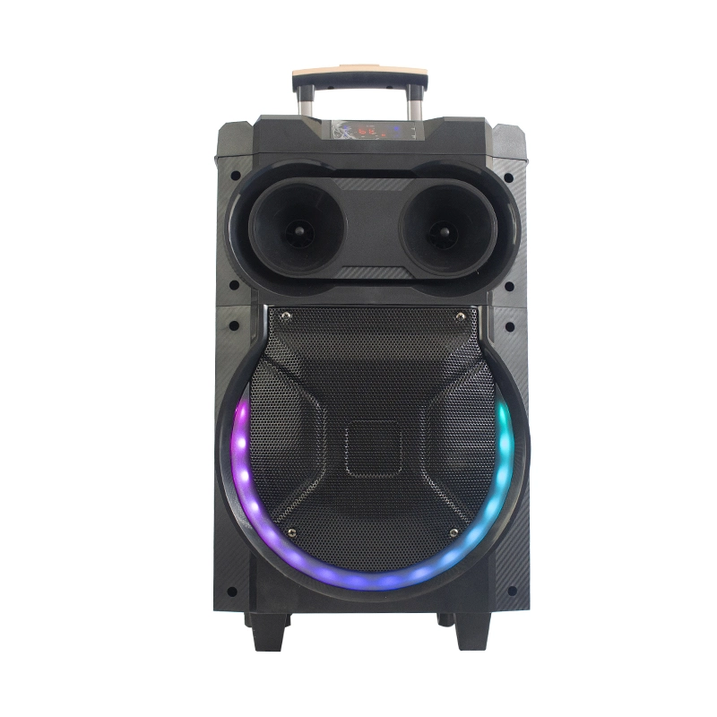 Outdoor Wireless Bluetooth Speaker Family KTV Speaker 8 Inch Woofer Trolley Speaker with LED Colorful Flashing Light