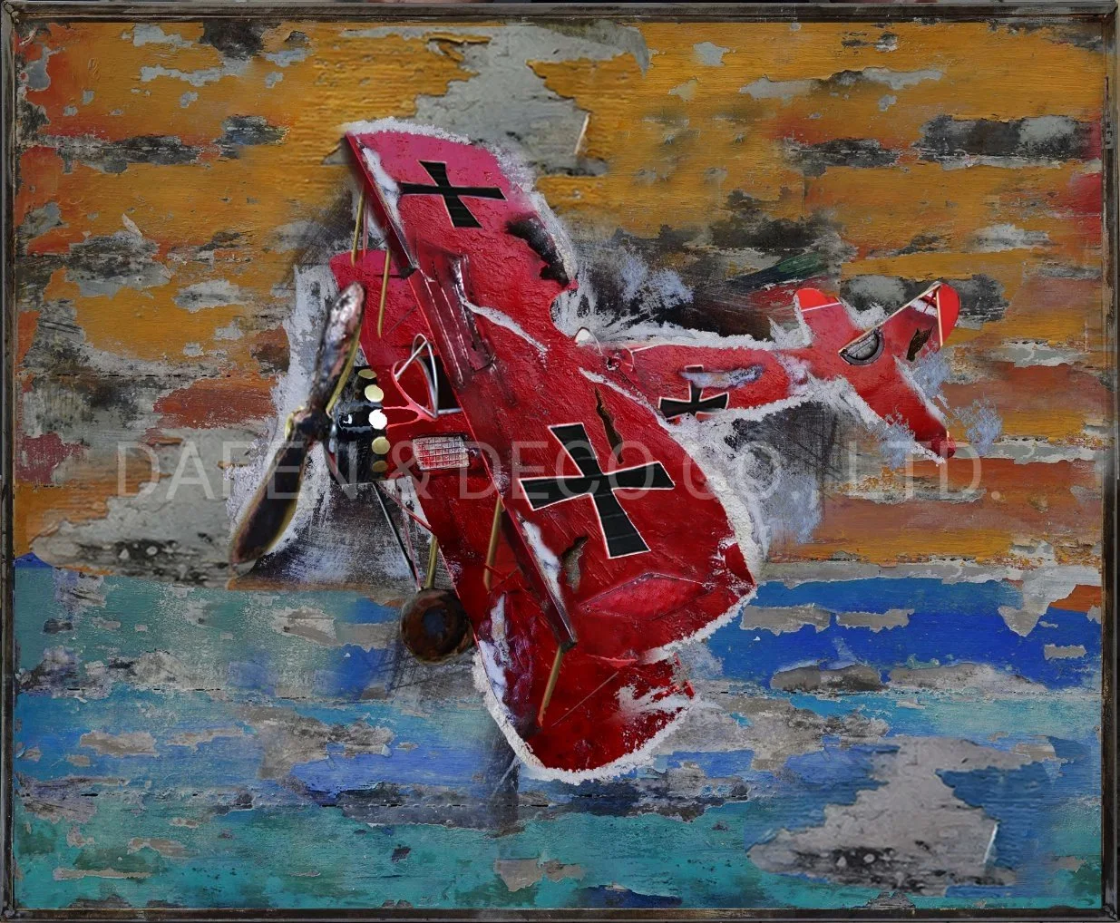 Metal Decoration Oil Painting Wall Art Airplane Iron Spin 3D Dimension