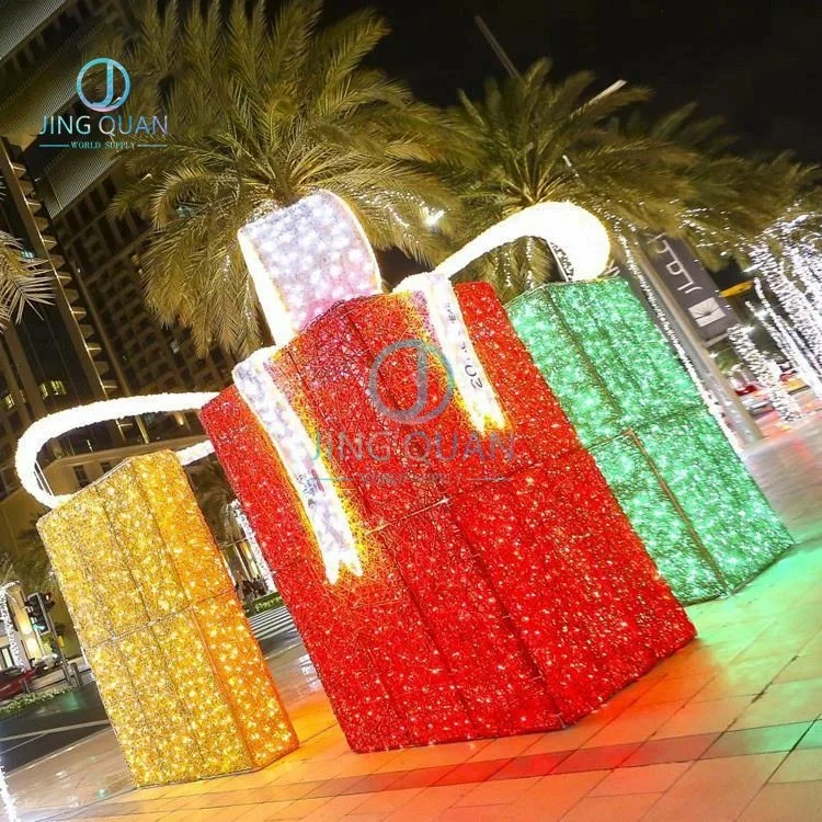 Floor-Standing Christmas Lights LED Present Box Arch Motif Lights Decorative Colorful Light Street Mall Decorative