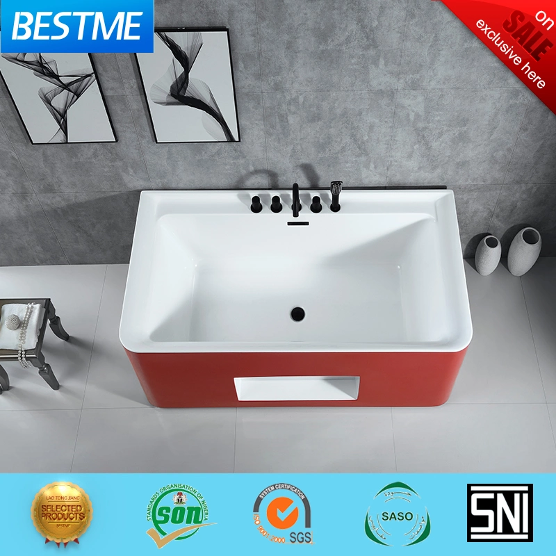 2023 New Design Free Standing Sanitary Ware Red Acrylic Art Bathtub (BT-Y2626E)