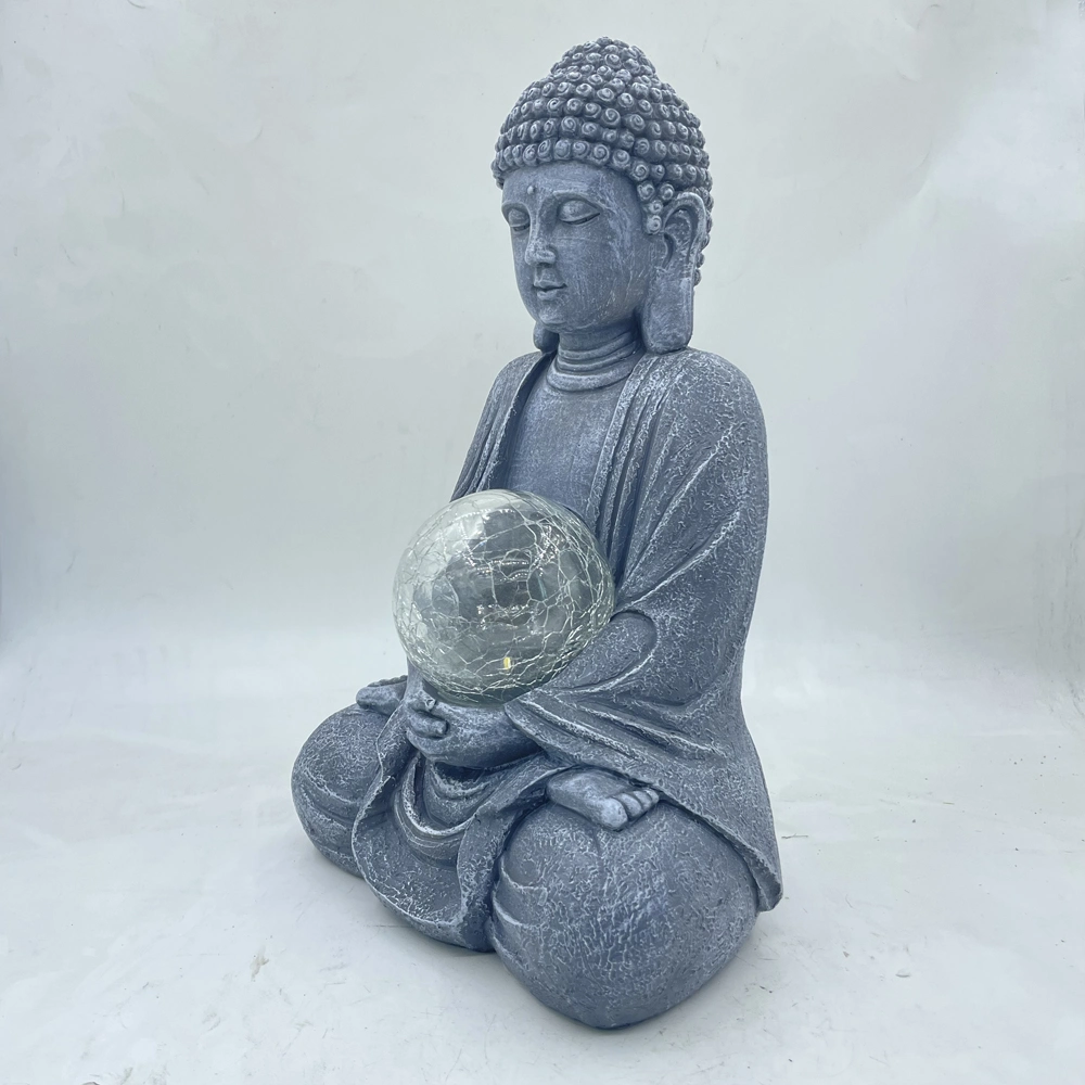 Newly Designed Garden Courtyard Home Ornament Solar Buddha with LED Lighting