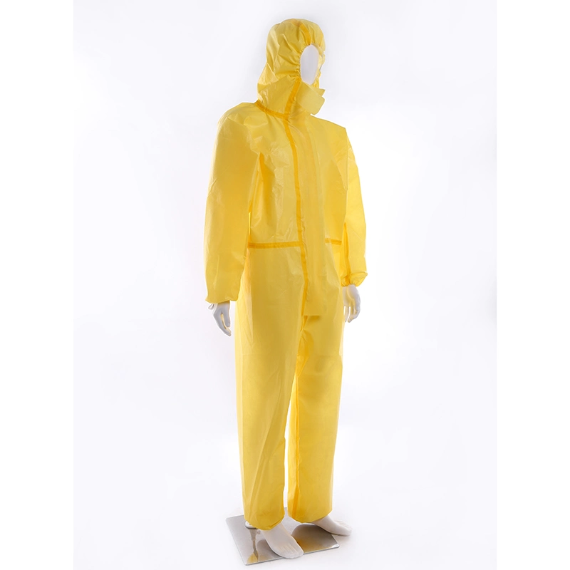 82GSM Spp+PE Yellow Needle Seal Typed Disposable Safety Coverall Protective Clothing