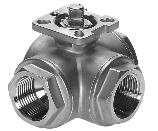 Stainless Steel Pneumatic Flange Tee/Three Way Internal Thread Ball Valve