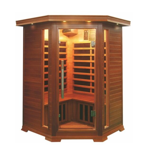 Sauna de lujo Canada Cedro Rojo Madera Calentador de carbono Sauna de infrarrojos Habitación para 2 personas QD-D2C