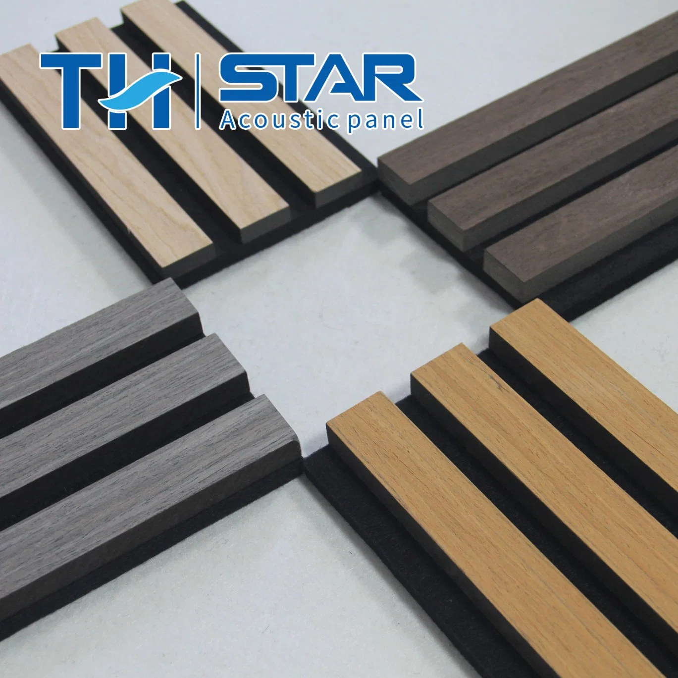 Composition MDF Wooden Slatted 3D Red Soundproof Acustic Timber Wood Slats Acoustic Wall Panels