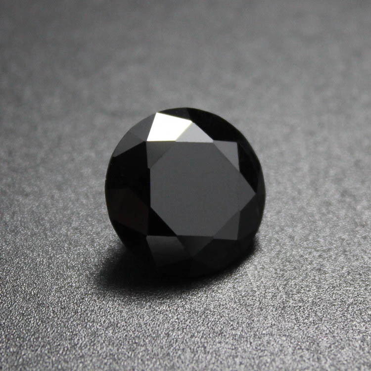 Qianjian Jewelry Round Shape Black Cubic Zirconia Loose CZ Gemstone