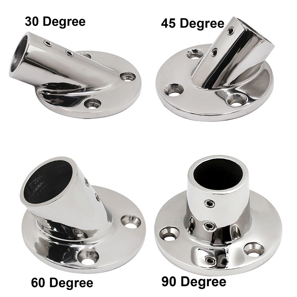 Boat Hand Rail Fitting 316 Stainless Steel Round Pipe Base 60 Degree Yacht Pipe Base