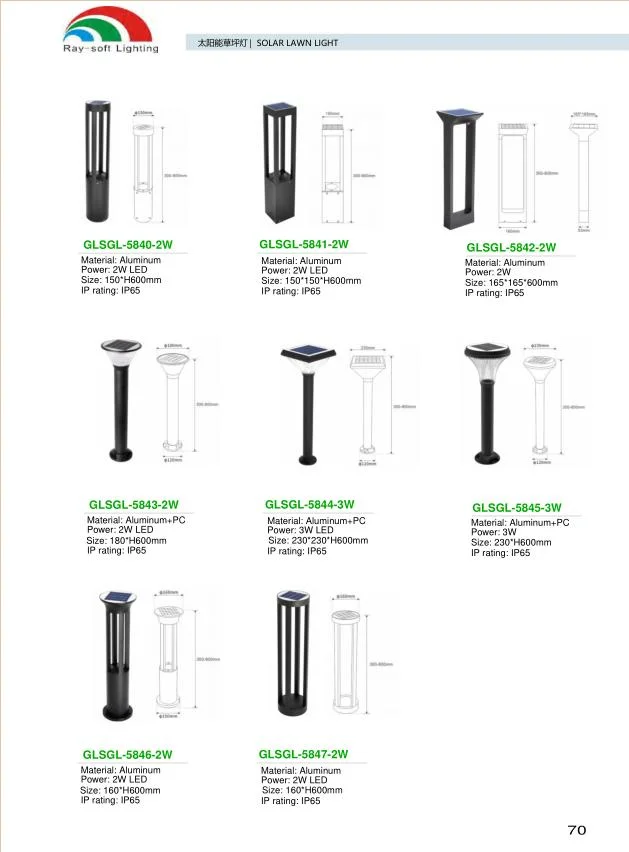 IP65 LED Solar Waterproof Landscape Aluminum Countyard Bollard Garden Lawn Pillar Light