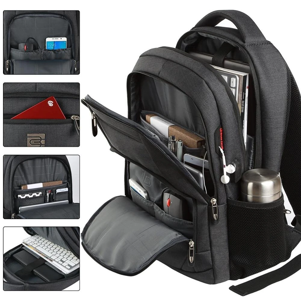 Business Travel Laptop Rucksack mit USB-Ladeanschluss, Anti Theft Schule Computertasche für Frauen &amp; Männer passt 15,6 Zoll Laptop