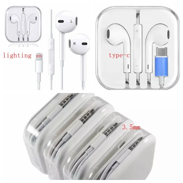 Con cable de 3,5 mm para auriculares intrauditivos Auriculares Manos Libres Cable Auriculares para Android para el iPhone 4/4s/5/5s/6/6s Tipo C para Samsung auriculares con micrófono estéreo para auriculares auriculares