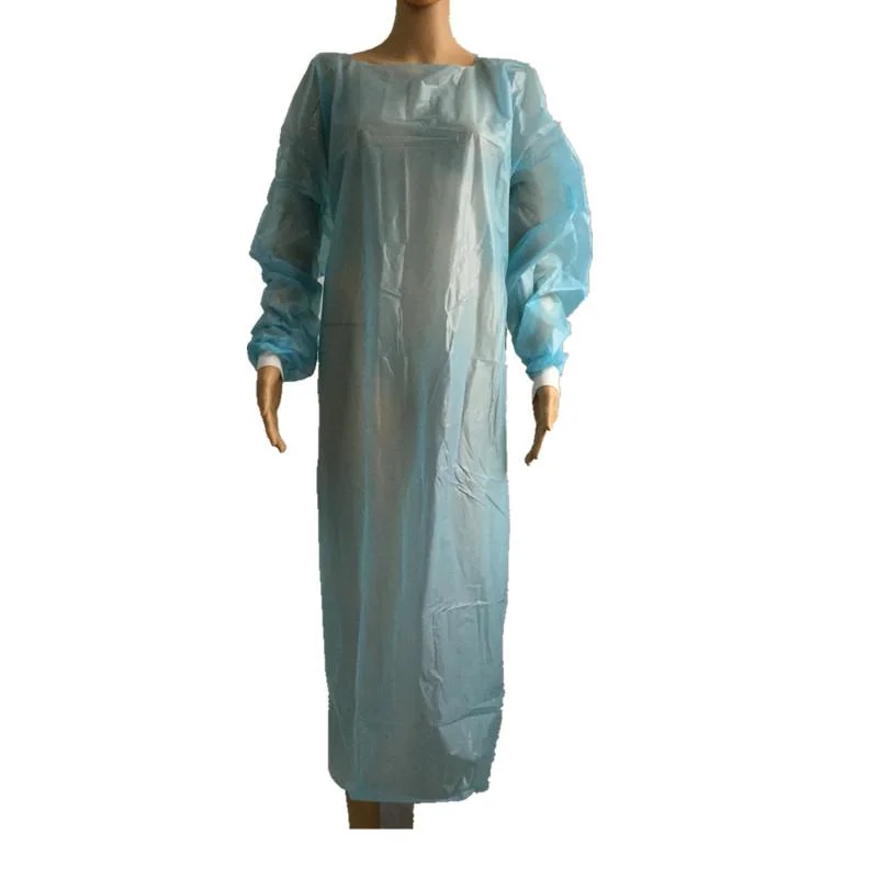 Disposable CPE Plastic Gowns Full Sleeve Aprons Isolation Medical Gown PPE Products