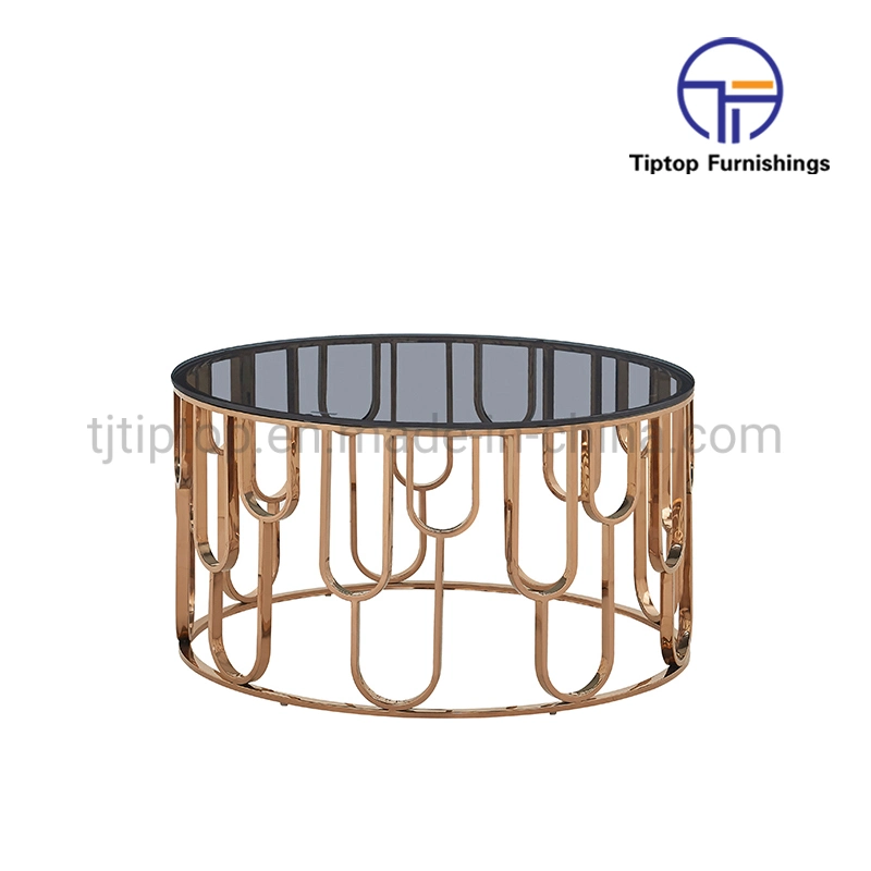 Furniture Home Furniture Modern Furniture Tempered Glass Living Room Table with Shiny Stainless Steel Legs Coffee Table
