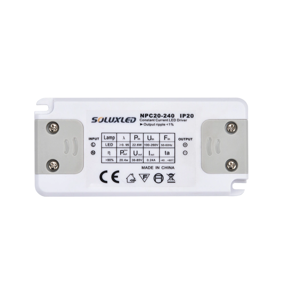 Controlador LED ultrafino 20W 36-84VDC 240mA sin alimentación de parpadeo Suministro IP20