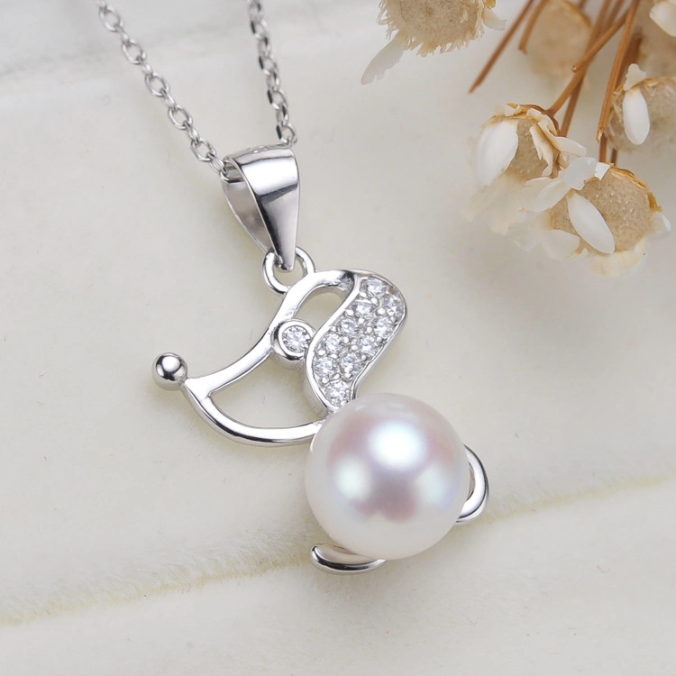 Puppy Freshwater Pearl Shell 925 Sterling Silver Pendant