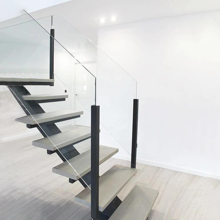 Stainless Steel Beam Straight Stairs Mono Stringer Staircase