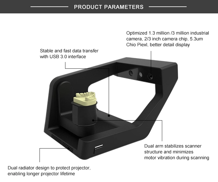 High quality/High cost performance 3D Dental Scanner 3.1 Million Pixels Dental Lab 3D Scanner