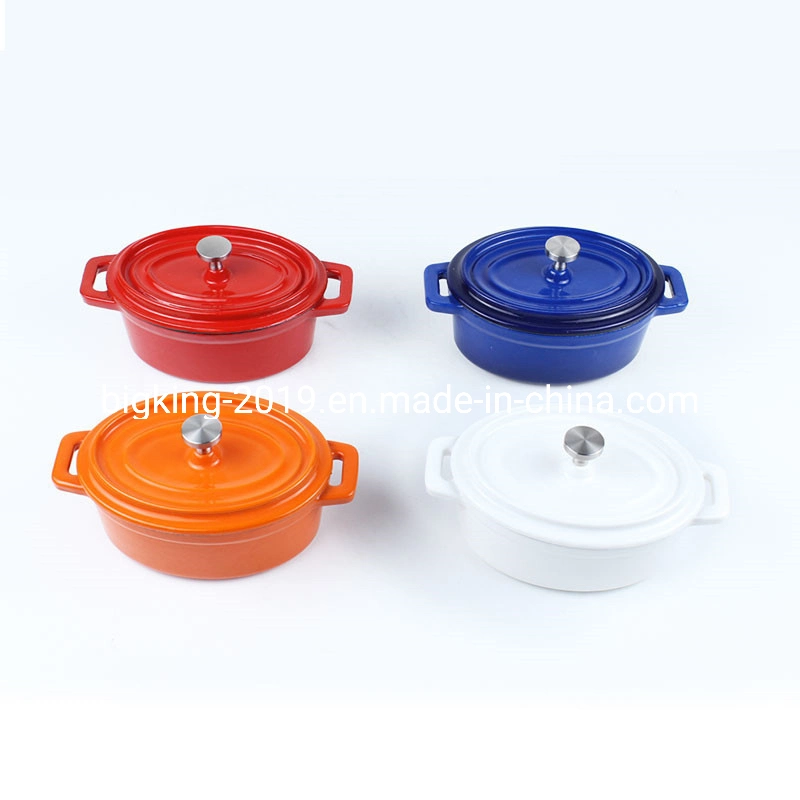 Pre-Seasoned Mini de hierro fundido cacerola Oval Pot