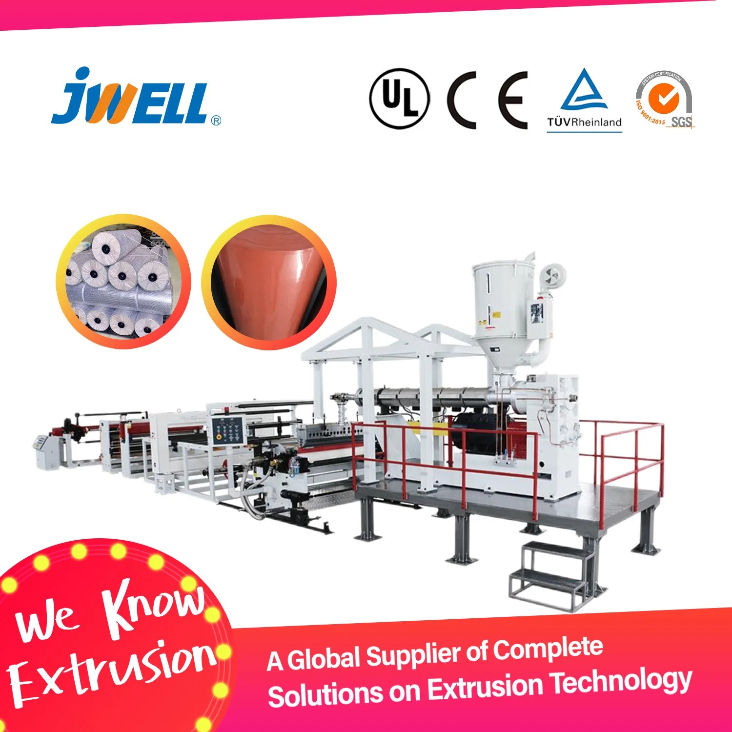 Jwell ASA Machine de film Ligne d'extrusion en plastique Machine d'extrusion pour l'emballage et le laminage.