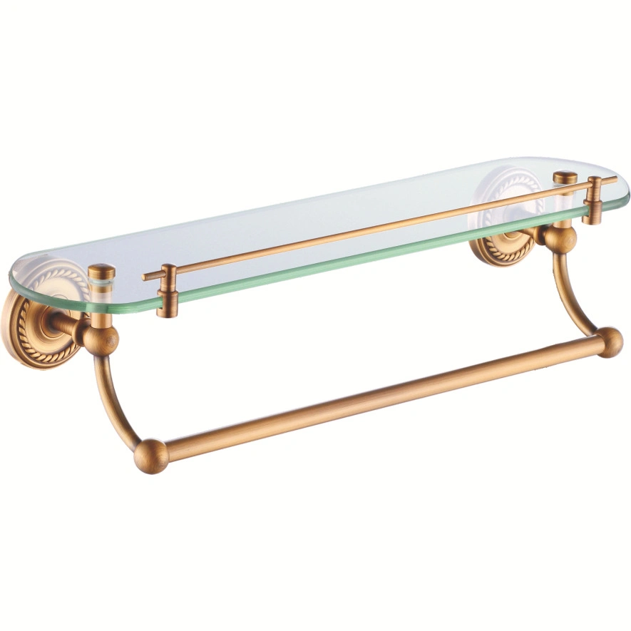 Wall Mounted Corner 2 Tier Glass Shelf Gold Stainless Steel Bathroom Double Glass Shelf