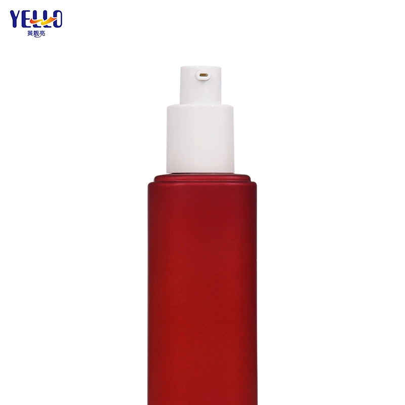 Factory Customized Eco Empty Red Frosted Glass Lotion Pump Bottles and Cream Jar Packaging