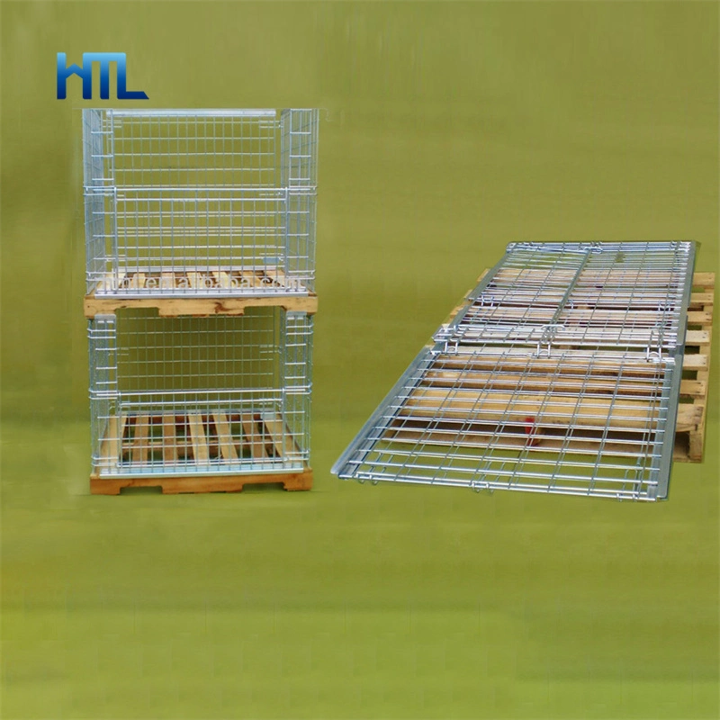 Stackable Collapsible Folding Storage Metal Steel Wire Mesh Pallet Cage for Sale