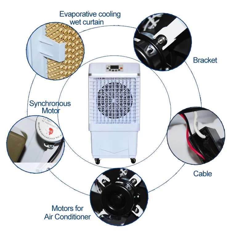 Usine de la vente d'affichage tactile Mobile ventilateur de refroidissement par air glacières évaporatives