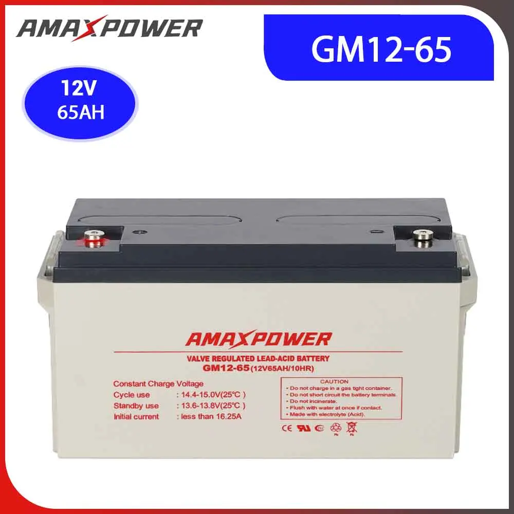 Sistema doméstico Solar Amaxpower 12V 65ah resistência à corrosão única Glloy Bateria recarregável de longa duração para equipamento de teste electrónico 12V65ah