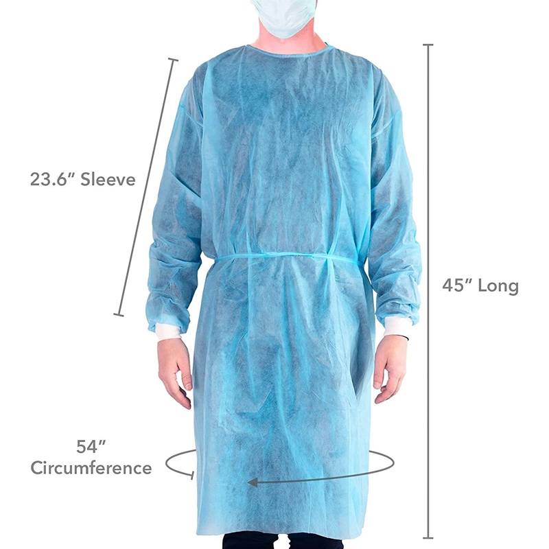 Blue PP Nonwoven Disposable Hospital Protective Surgical Isolation Gown