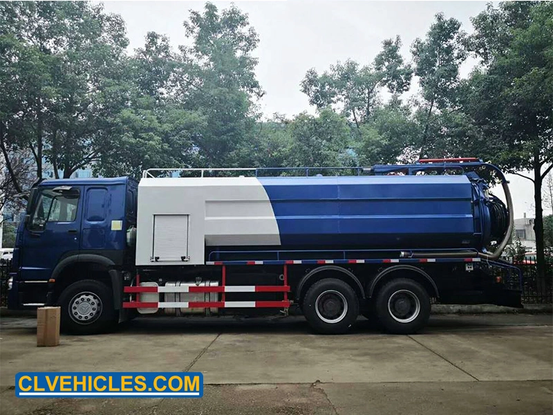 HOWO 18cbm 10wheeler High Volume Industrial Drain Jetting Cleaning Truck