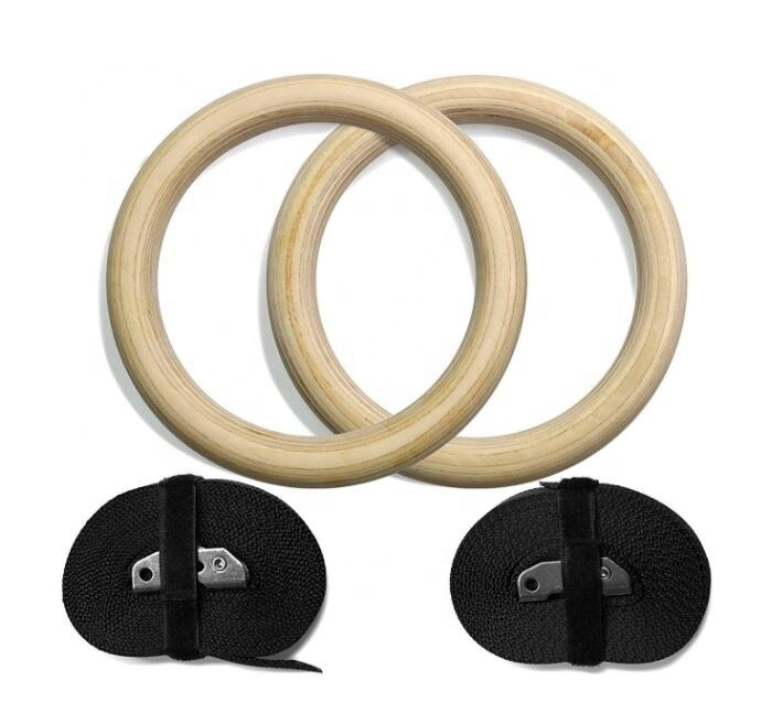 Tire hacia arriba gimnasia correa ajustable de madera Real Gimnasio Gimnasia Anillo anillos