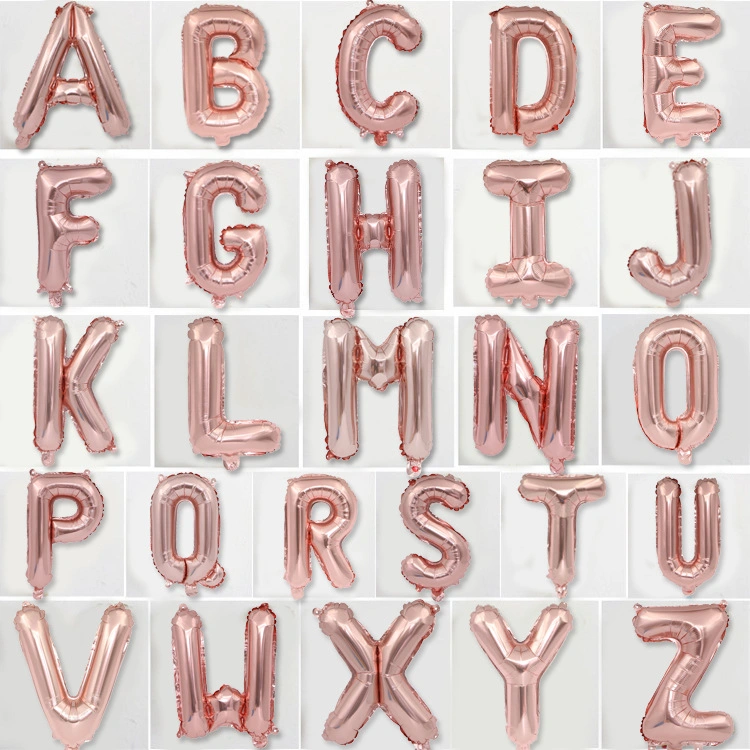 16 Inch Rose Gold and Silver Three-Color Letter Decoration Aluminum Film Balloon