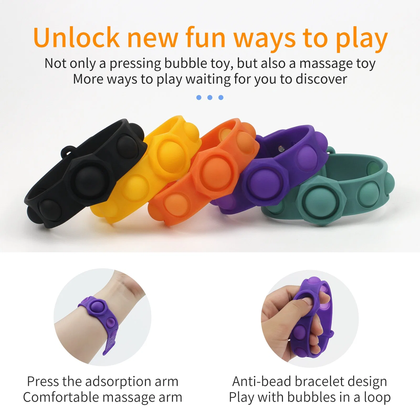 Wholesale/Supplier Silicone Fidget Sensory Toy Fidget Bracelet Band for Adult &amp; Kid