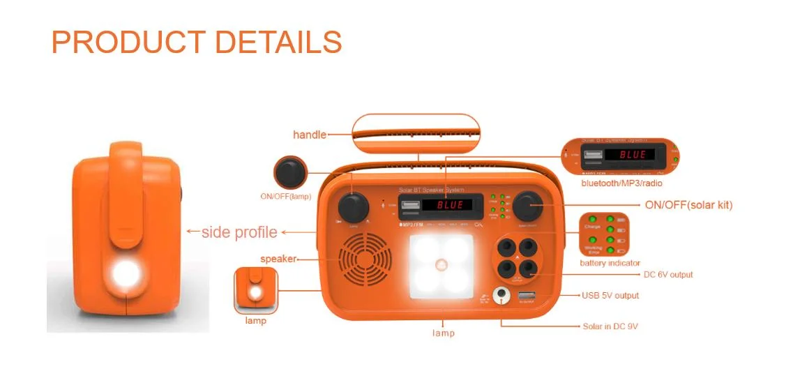 Jcn USB DC Portable Mini off-Grid Solar Energy Lighting Phone Charger System