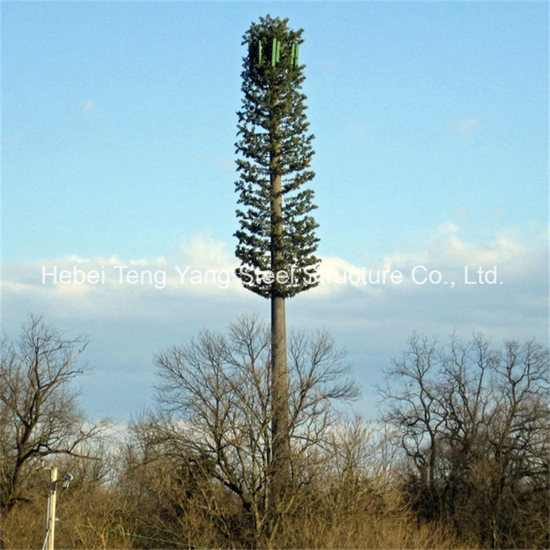 10 - 60mètres en acier de télécommunication tour mono pole conçu comme Pine Tree