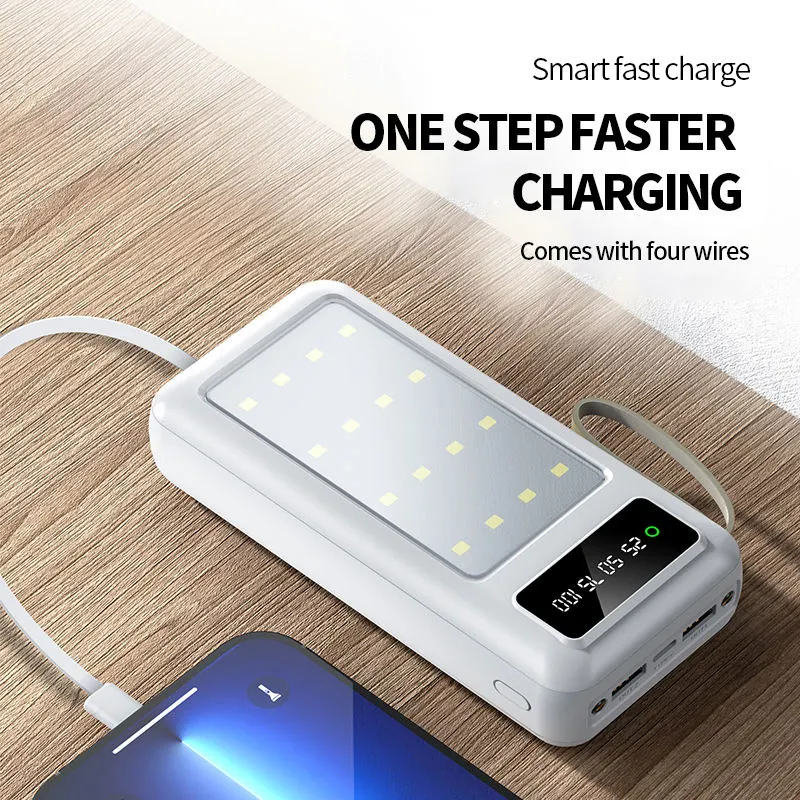 Camping Lights Power Bank 30000 mAh Power Bank External Battery with Own 4 Cables Power Bank OEM Logo