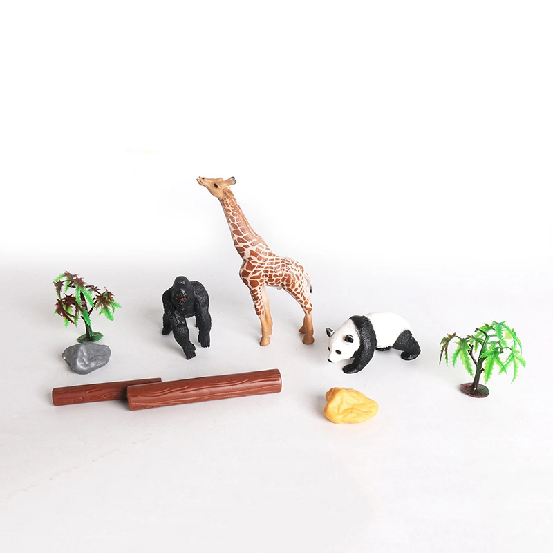 PVC Zoo Animal Figures Plastic Wildlife Model Ornament Kids Forest Animals Play Set Jungle Animal Toys with Scene Accessories