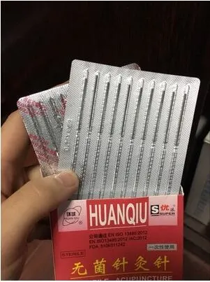 Marca Huanqiu aguja de acupuntura sin tubo