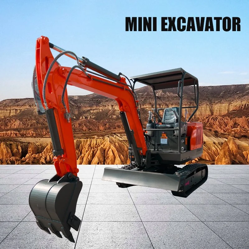 EPA China Construction Machinery 2.0 T Mirco Excavator Mini Rotary Digger with Rubber Steel Crawler and Air Conditioner for Digging Hole Grave