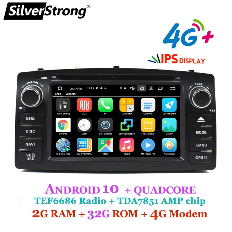 Android Silverstrong 10.0 Aluguer de leitor de multimédia estéreo do carro de 7 polegadas do GPS para DVD Toyota Corolla Altis E120 2000-2006 de F3 2003-2013