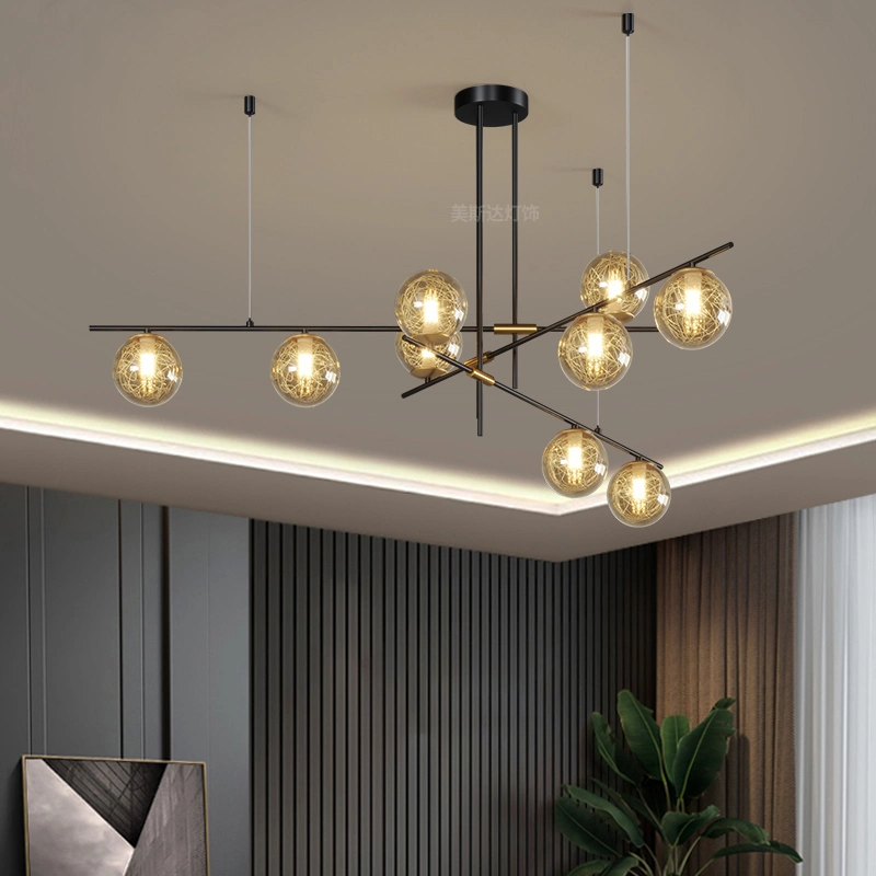 Lights Nordic Chandelier Light Luxury LED Glass Ball Dining Room Light Living Room Chandelier Bedroom Lamp Jt