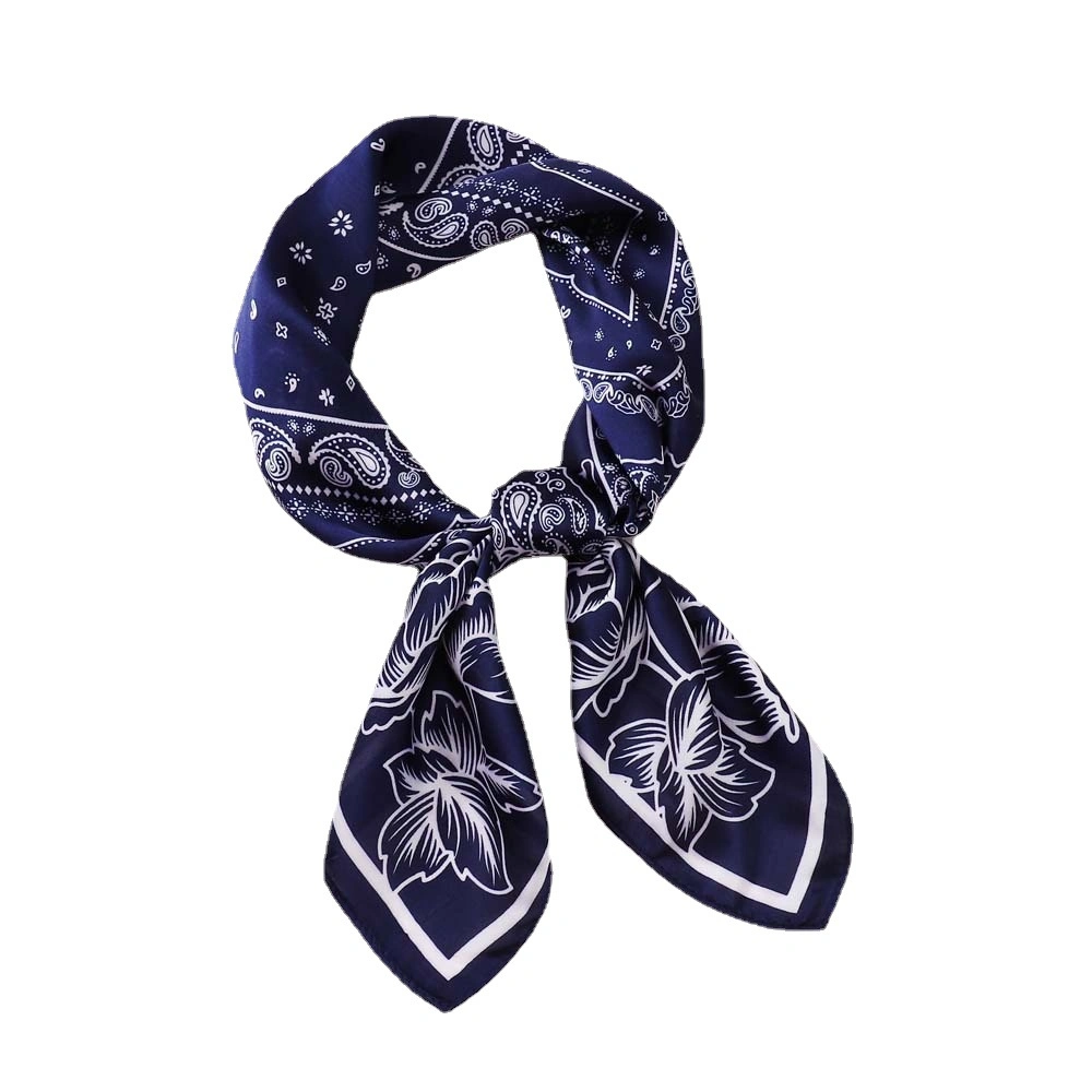 European American Style Fashion Women Square 70*70cm Silk Monochrome Print Soft Chiffon Satin Lady Scarf