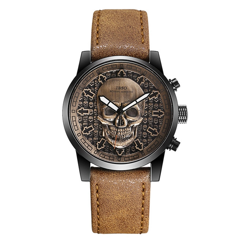 Ibso Brand Skull Cuarzo Reloj para hombres 2019 cráneo creativo Sport Cuarzo horas Hombre Reloj Relojes Hiphop Relogios Masculino